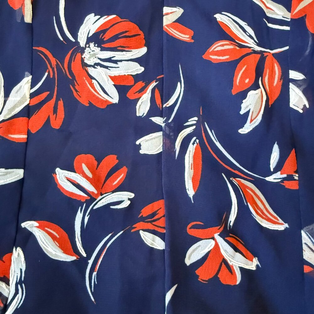 Signature by Robbie Bee Navy Red Floral Halter Dress Size 6 Summer - Picture 4 of 10